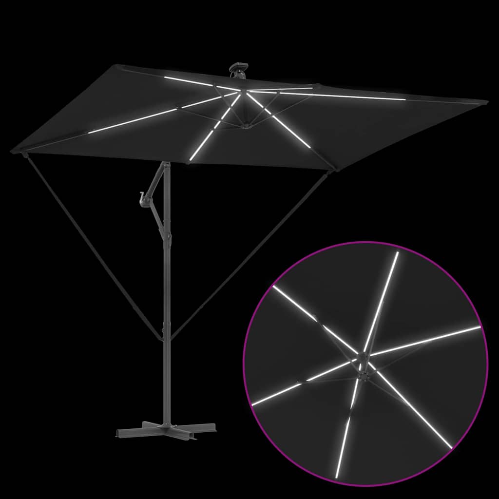Sonnenschirm Schwarz 294 x 200 x 270 cm Polyester und Aluminium