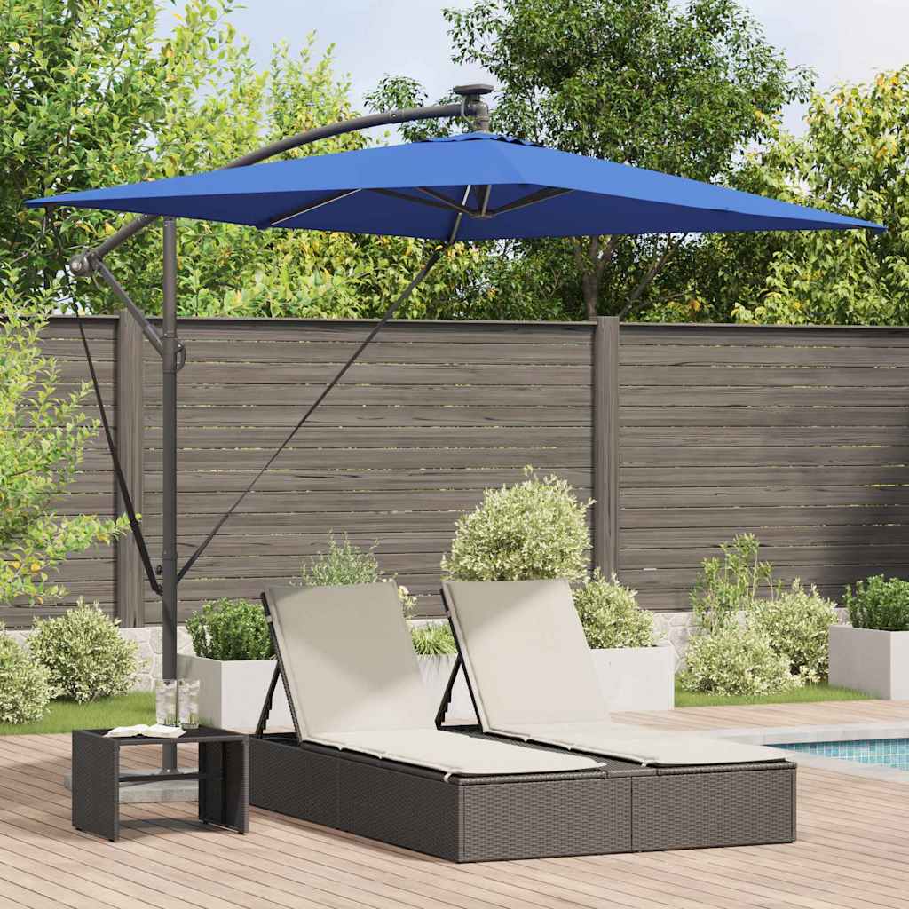 Sonnenschirm mit LED-Lichtleisten Azurblau 294 x 200 x 270 cm