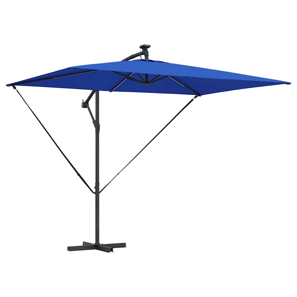 Sonnenschirm mit LED-Lichtleisten Azurblau 294 x 200 x 270 cm