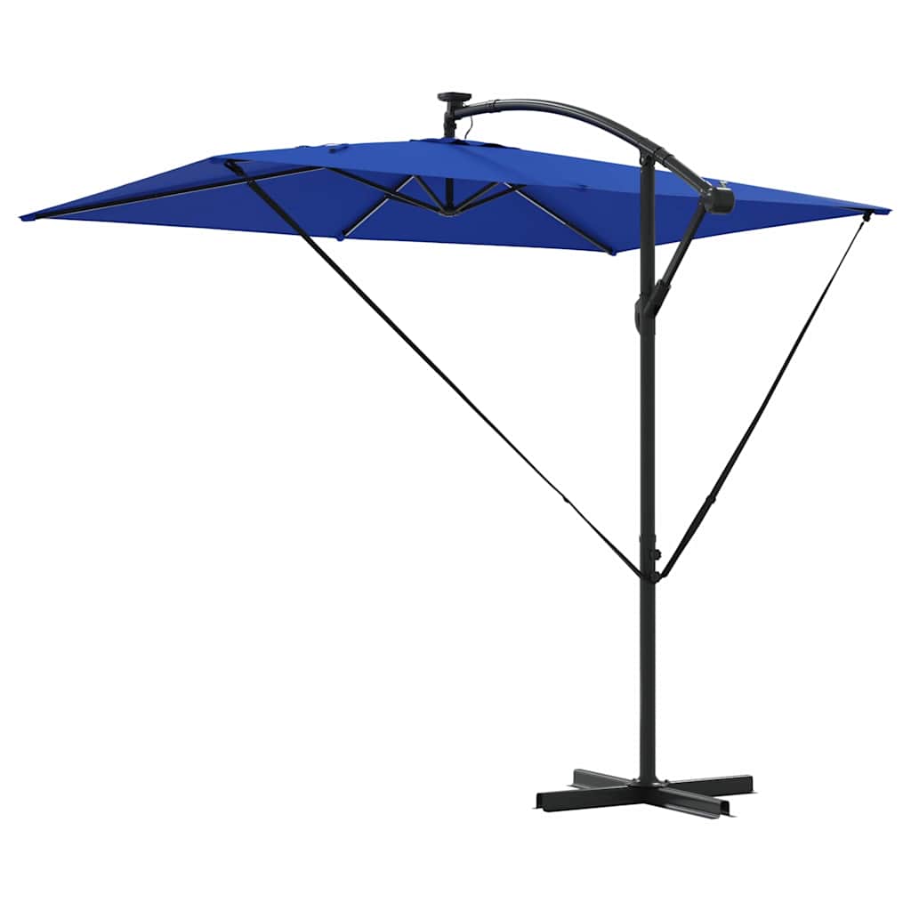 Sonnenschirm mit LED-Lichtleisten Azurblau 294 x 200 x 270 cm