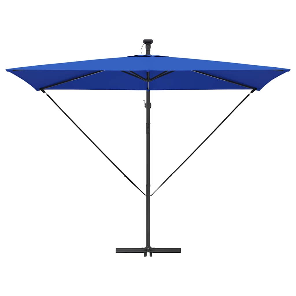 Sonnenschirm mit LED-Lichtleisten Azurblau 294 x 200 x 270 cm