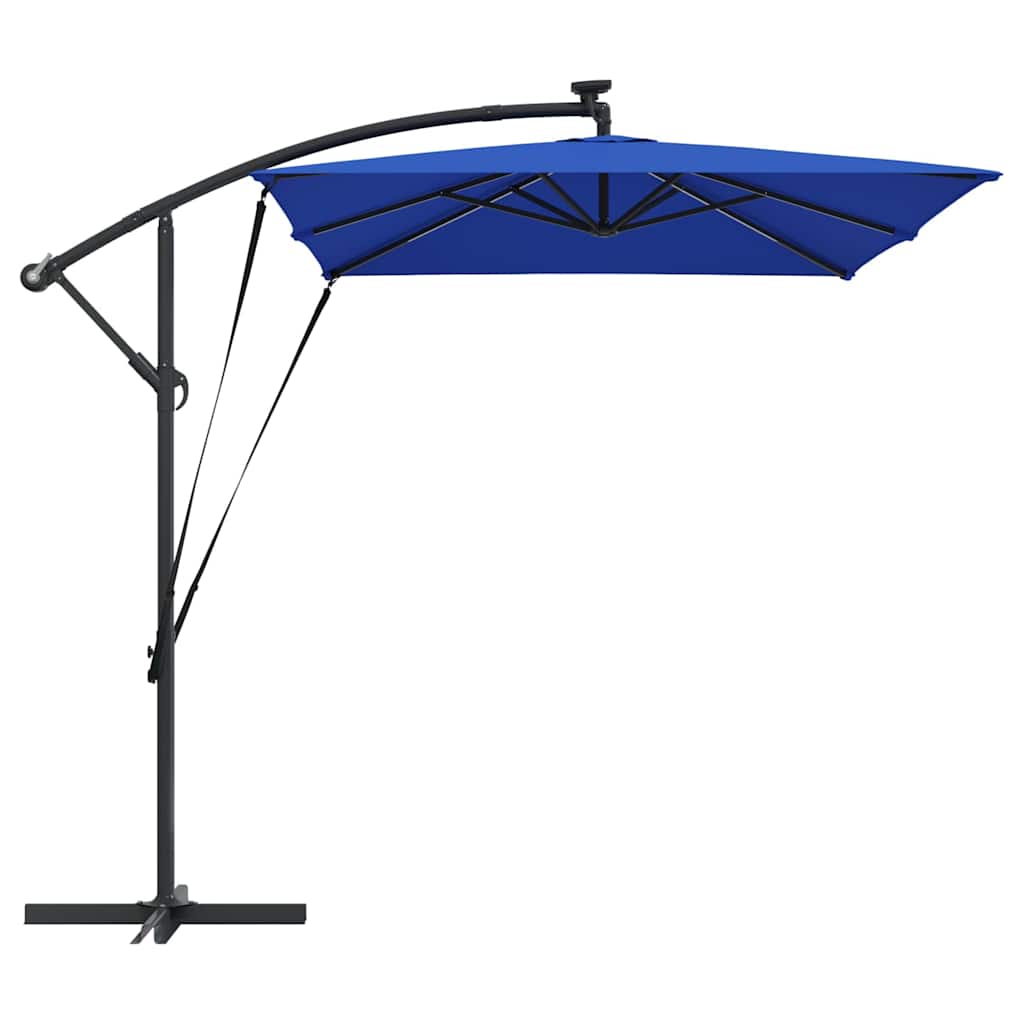 Sonnenschirm mit LED-Lichtleisten Azurblau 294 x 200 x 270 cm