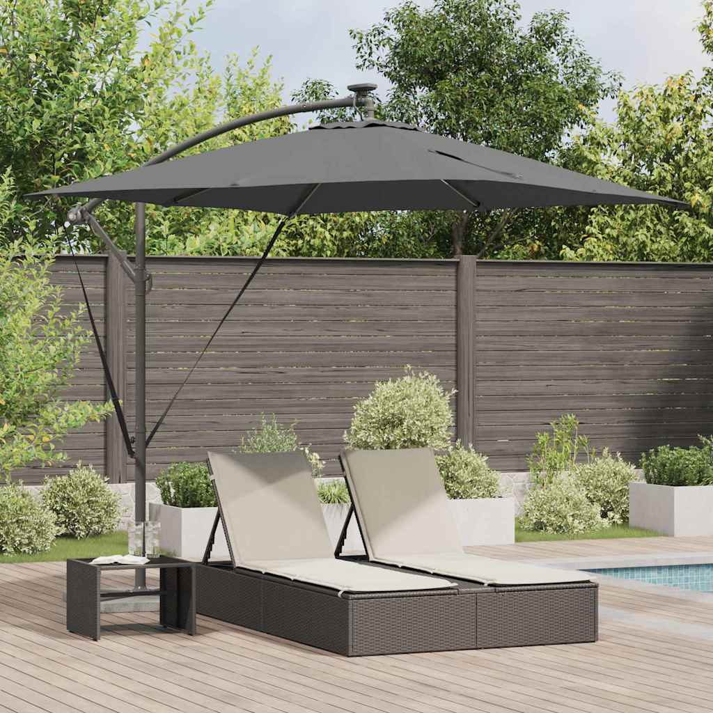Sonnenschirm mit LED-Lichtleisten Anthrazit 249 x 249 x 250 cm
