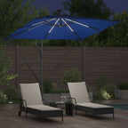 Sonnenschirm mit LED-Lichtleisten Azurblau 249 x 249 x 250 cm