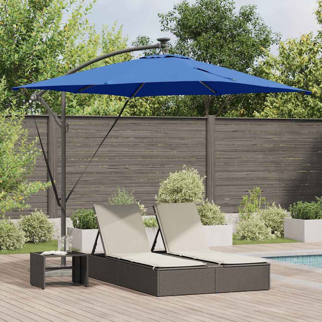 Sonnenschirm mit LED-Lichtleisten Azurblau 249 x 249 x 250 cm