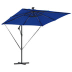 Sonnenschirm mit LED-Lichtleisten Azurblau 249 x 249 x 250 cm