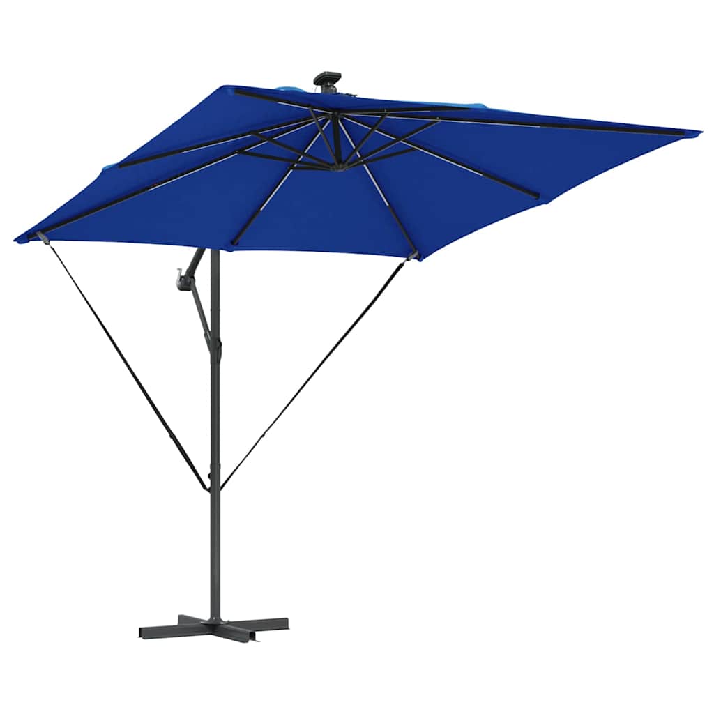 Sonnenschirm mit LED-Lichtleisten Azurblau 249 x 249 x 250 cm