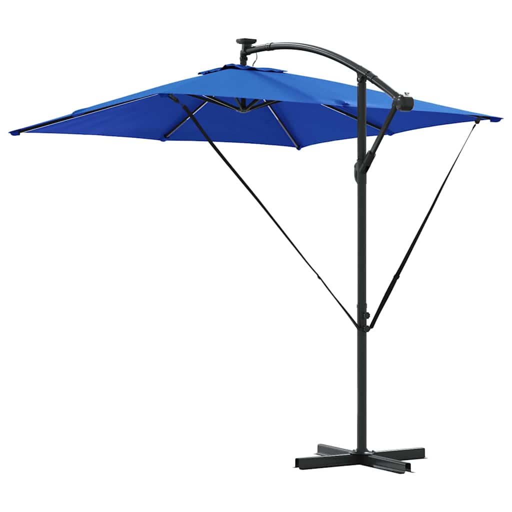 Sonnenschirm mit LED-Lichtleisten Azurblau 249 x 249 x 250 cm