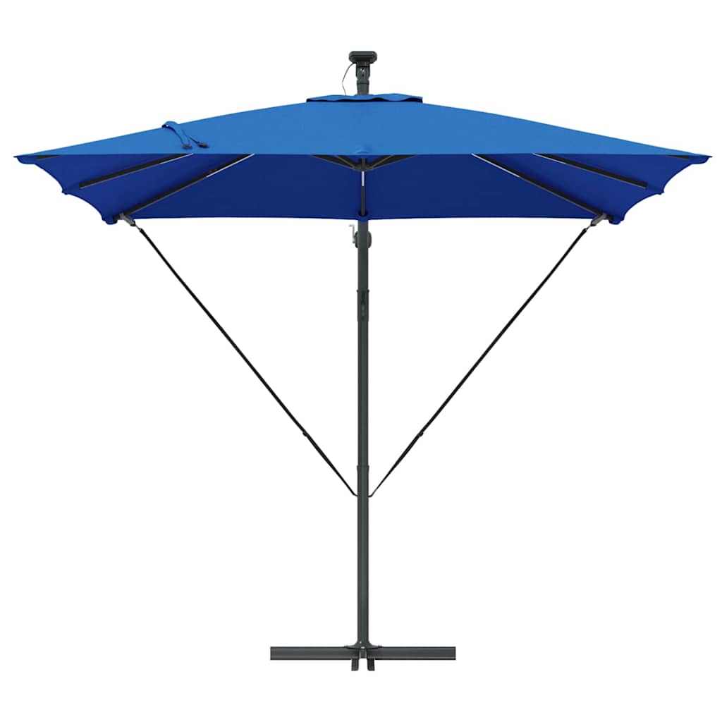 Sonnenschirm mit LED-Lichtleisten Azurblau 249 x 249 x 250 cm