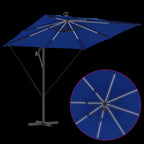 Sonnenschirm mit LED-Lichtleisten Azurblau 249 x 249 x 250 cm
