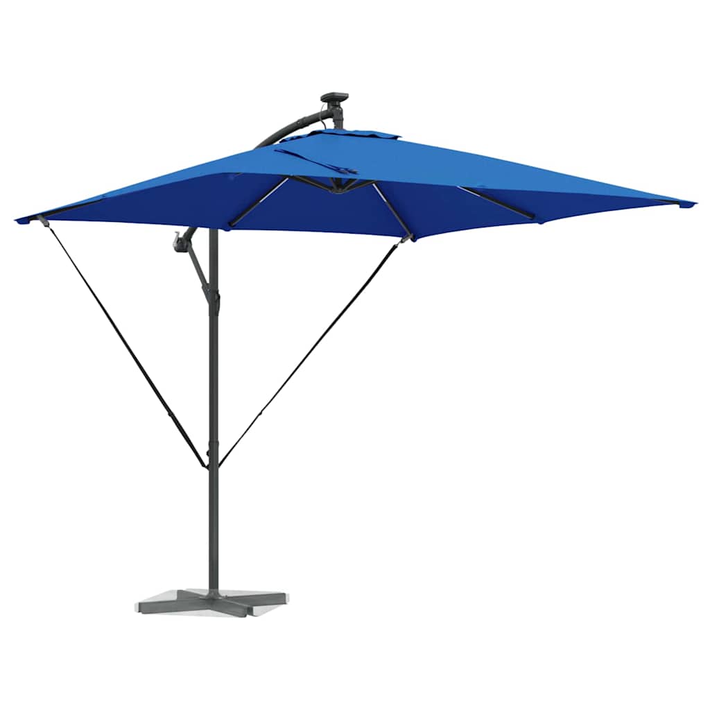 Sonnenschirm mit LED-Lichtleisten Azurblau 249 x 249 x 250 cm