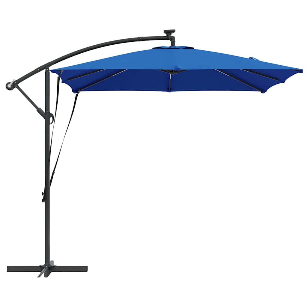 Sonnenschirm mit LED-Lichtleisten Azurblau 249 x 249 x 250 cm