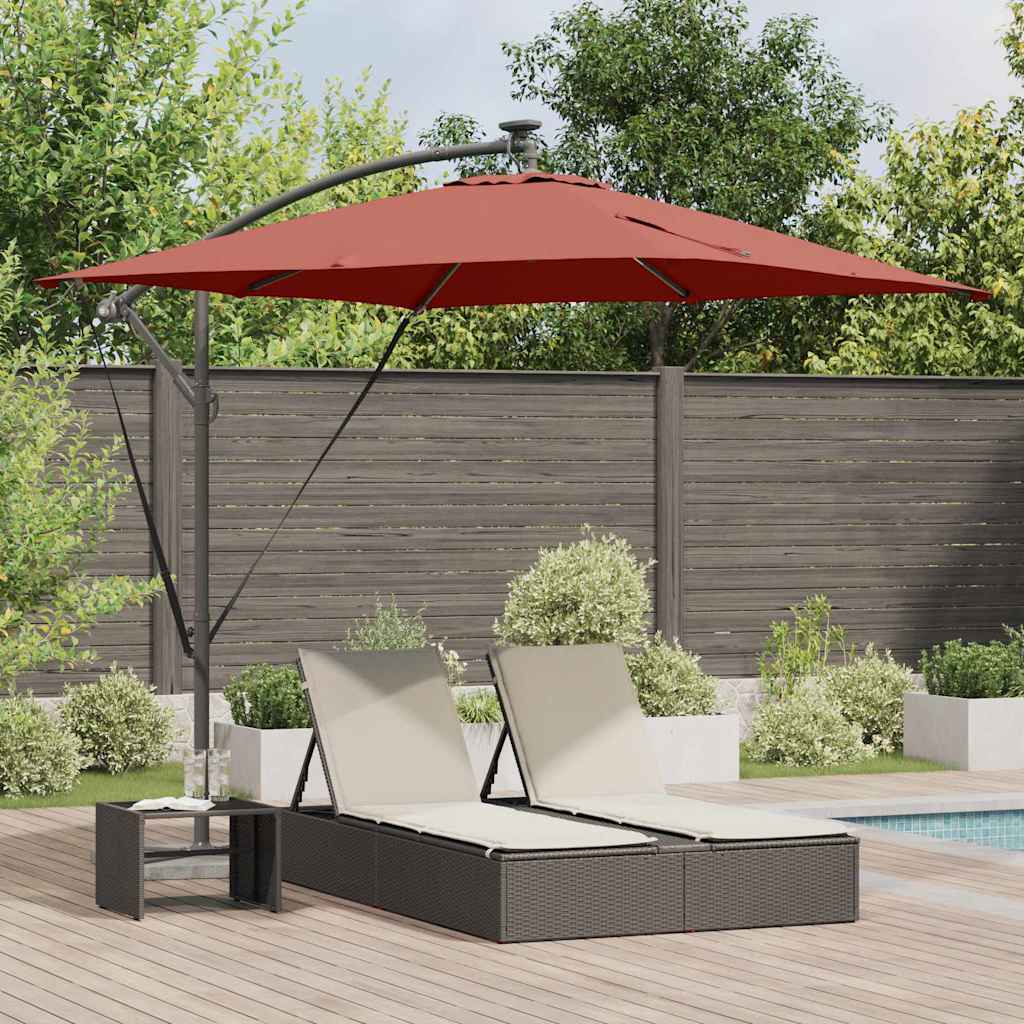 Sonnenschirm mit LED-Lichtleisten Terrakotta 249 x 249 x 250 cm