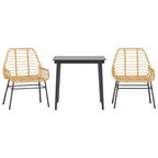 3-teiliges Garten-Esszimmer-Set Braunes Polyrattanglas