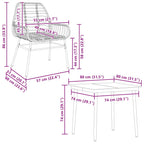 3-teiliges Garten-Esszimmer-Set Braunes Polyrattanglas