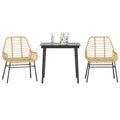 3-teiliges Garten-Esszimmer-Set Braunes Polyrattanglas
