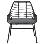 3-tlg. Garten-Essgruppe mit Kissen Schwarz Poly Rattan Glas