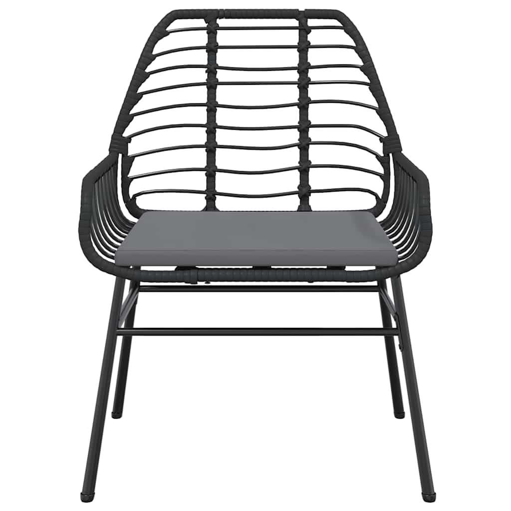 3-tlg. Garten-Essgruppe mit Kissen Schwarz Poly Rattan Glas