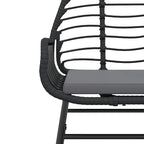3-tlg. Garten-Essgruppe mit Kissen Schwarz Poly Rattan Glas