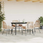 5-tlg. Garten-Essgruppe mit Kissen Braun Poly Rattan Glas