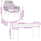5-tlg. Garten-Essgruppe mit Kissen Braun Poly Rattan Glas