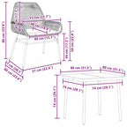 5-tlg. Garten-Essgruppe mit Kissen Grau Poly Rattan Glas