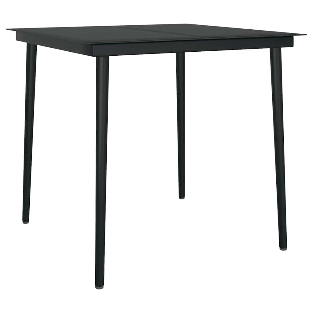 5-tlg. Garten-Essgruppe mit Kissen Schwarz Poly Rattan Glas