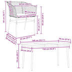 5-tlg. Garten-Essgruppe mit Kissen Braun Poly Rattan Glas