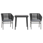 3-tlg. Garten-Essgruppe mit Kissen Schwarz Poly Rattan Glas