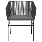3-tlg. Garten-Essgruppe mit Kissen Schwarz Poly Rattan Glas