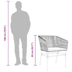 3-tlg. Garten-Essgruppe mit Kissen Schwarz Poly Rattan Glas