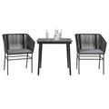 3-tlg. Garten-Essgruppe mit Kissen Schwarz Poly Rattan Glas
