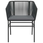 7-tlg. Garten-Essgruppe mit Kissen Schwarz Poly Rattan Glas