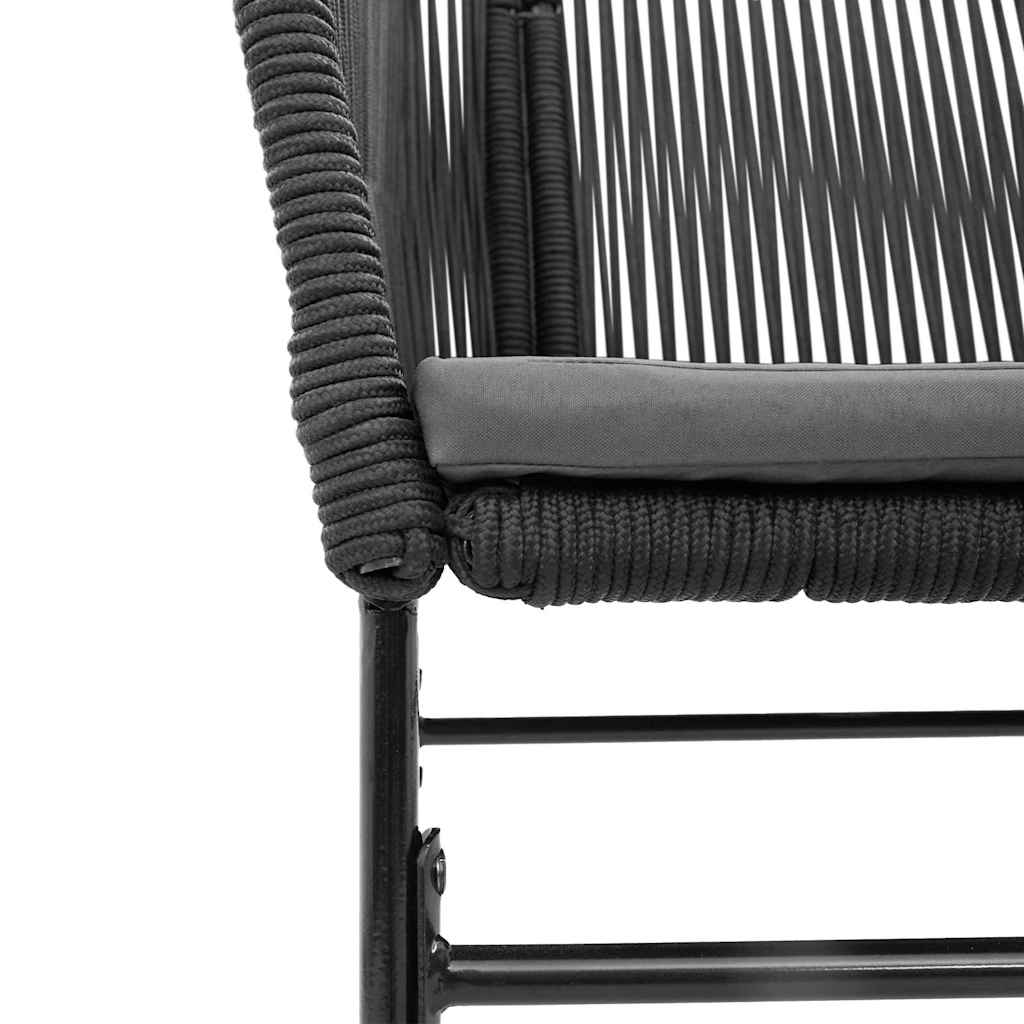 7-tlg. Garten-Essgruppe mit Kissen Schwarz Poly Rattan Glas