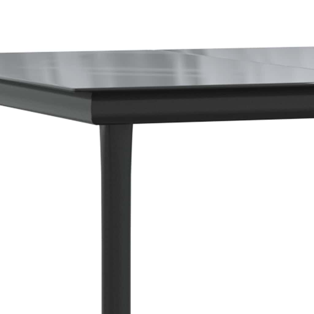 7-tlg. Garten-Essgruppe mit Kissen Schwarz Poly Rattan Glas