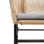 5-tlg. Garten-Essgruppe mit Kissen Braun Poly Rattan Glas