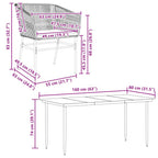 5-tlg. Garten-Essgruppe mit Kissen Braun Poly Rattan Glas