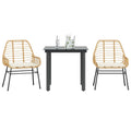 3-tlg. Garten-Essgruppe mit Kissen Braun Poly Rattan Glas