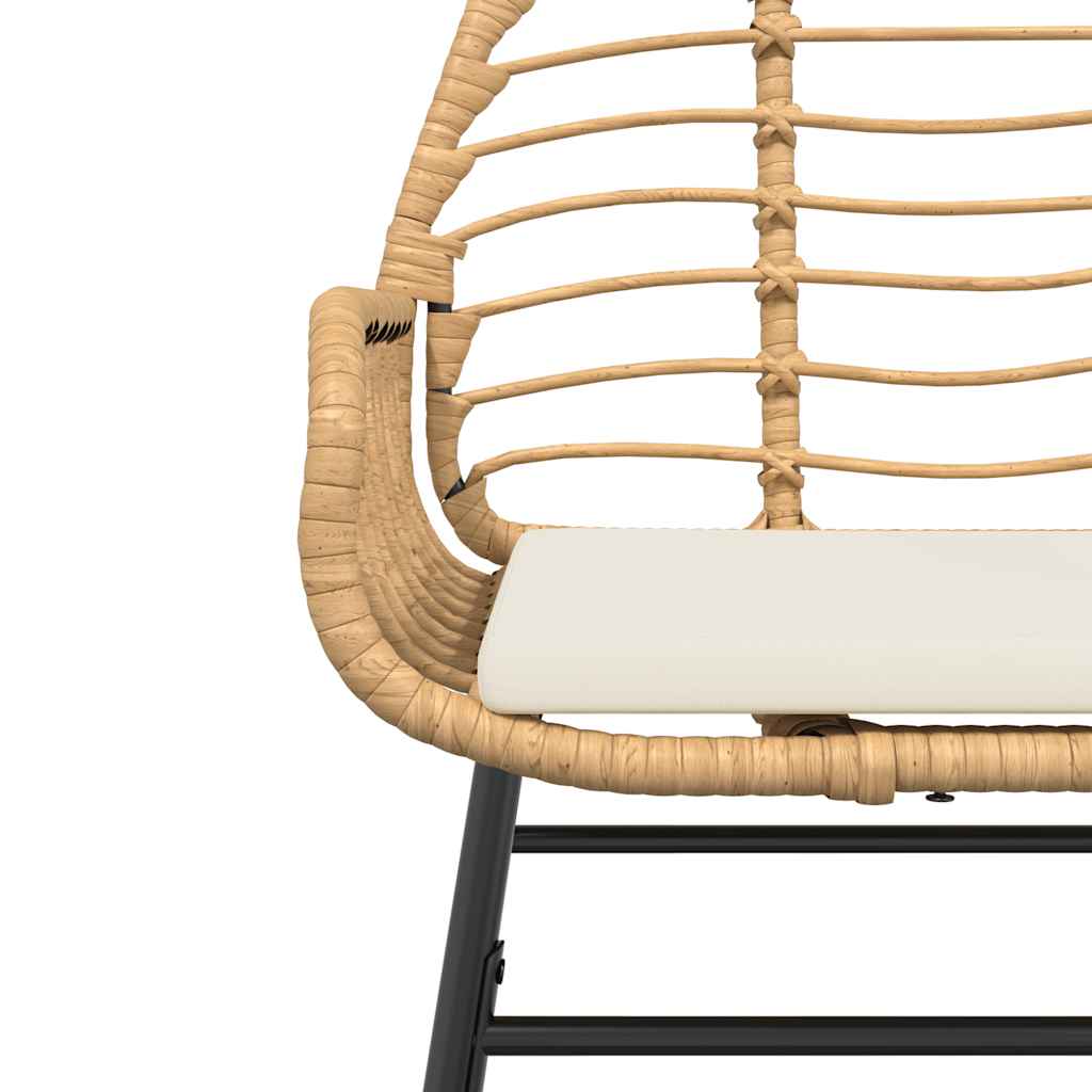 5-tlg. Garten-Essgruppe mit Kissen Braun Poly Rattan Glas