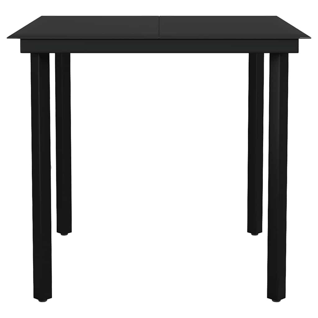 5-tlg. Garten-Essgruppe mit Kissen Schwarz Poly Rattan Glas