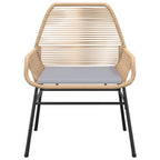 5-tlg. Garten-Essgruppe mit Kissen Braun Poly Rattan Glas