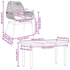 5-tlg. Garten-Essgruppe mit Kissen Braun Poly Rattan Glas