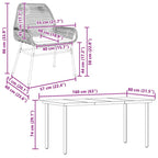 7-tlg. Garten-Essgruppe mit Kissen Braun Poly Rattan Glas