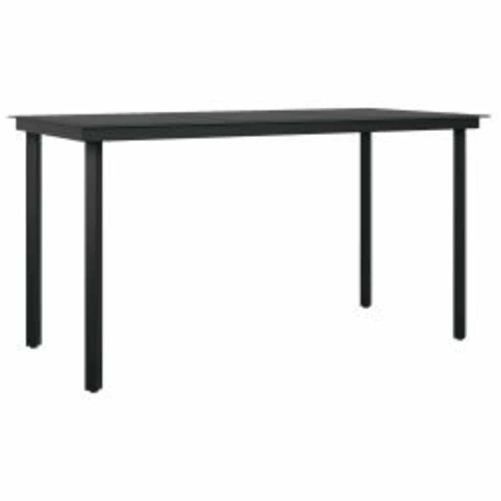 5-tlg. Garten-Essgruppe mit Kissen Schwarz Poly Rattan Glas