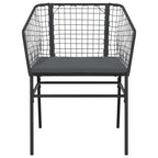 5-tlg. Garten-Essgruppe mit Kissen Schwarz Poly Rattan Glas