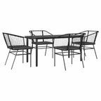 5-tlg. Garten-Essgruppe mit Kissen Schwarz Poly Rattan Glas