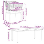 7-tlg. Garten-Essgruppe mit Kissen Schwarz Poly Rattan Glas
