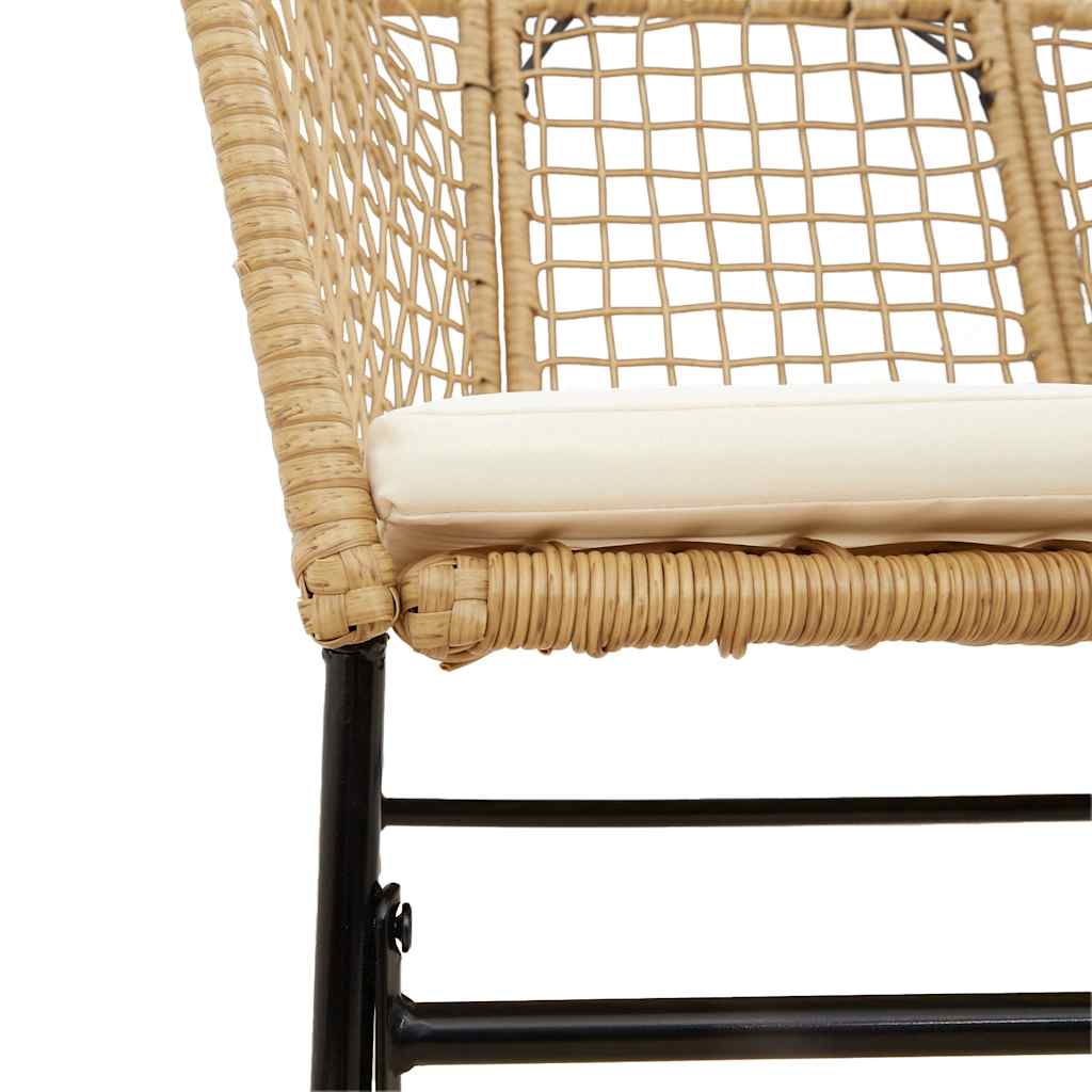 5-tlg. Garten-Essgruppe mit Kissen Braun Poly Rattan Glas