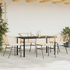 5-tlg. Garten-Essgruppe mit Kissen Braun Poly Rattan Glas