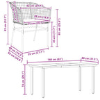 7-tlg. Garten-Essgruppe mit Kissen Braun Poly Rattan Glas